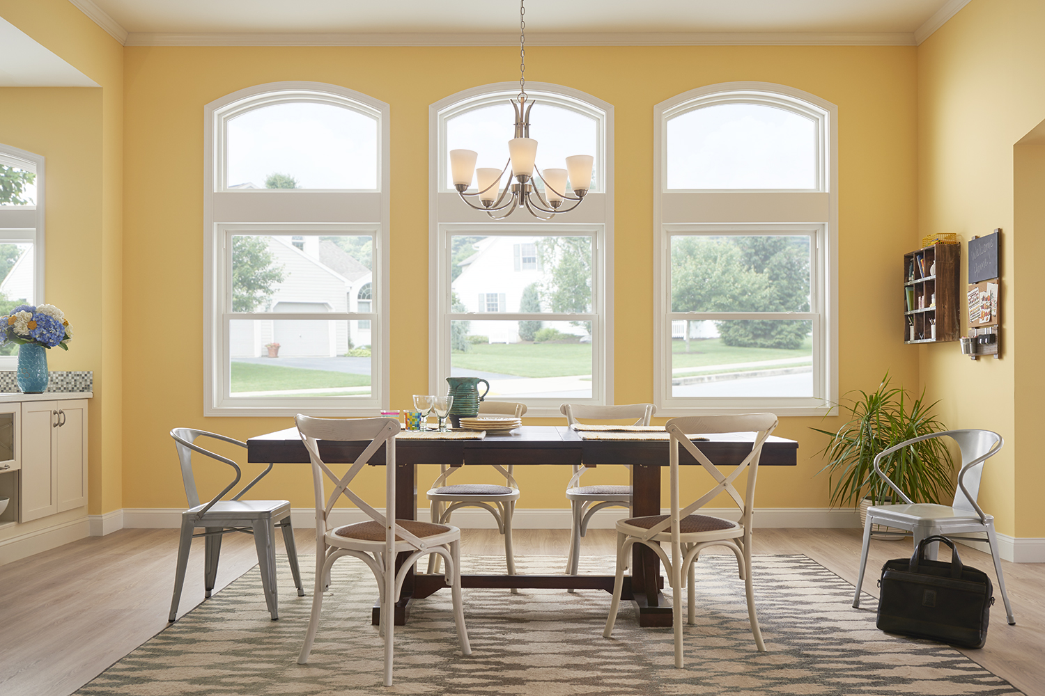 Dining Room Decor Pewter And Yellow