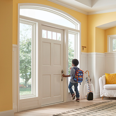 windows surrounding front door